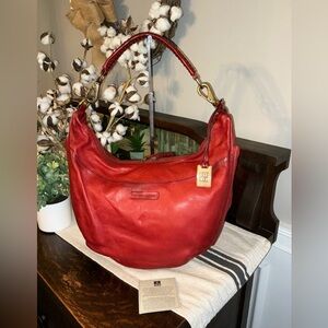 NWOT Frye Jenny Leather Slouch Hobo Shoulder Bag Burnt Red Hangtag Retail $428